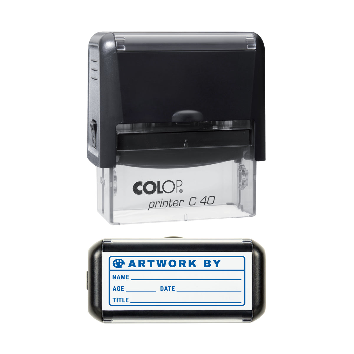 Artwork By Stamp, COLOP C40, 58 x 22mm, blue ink