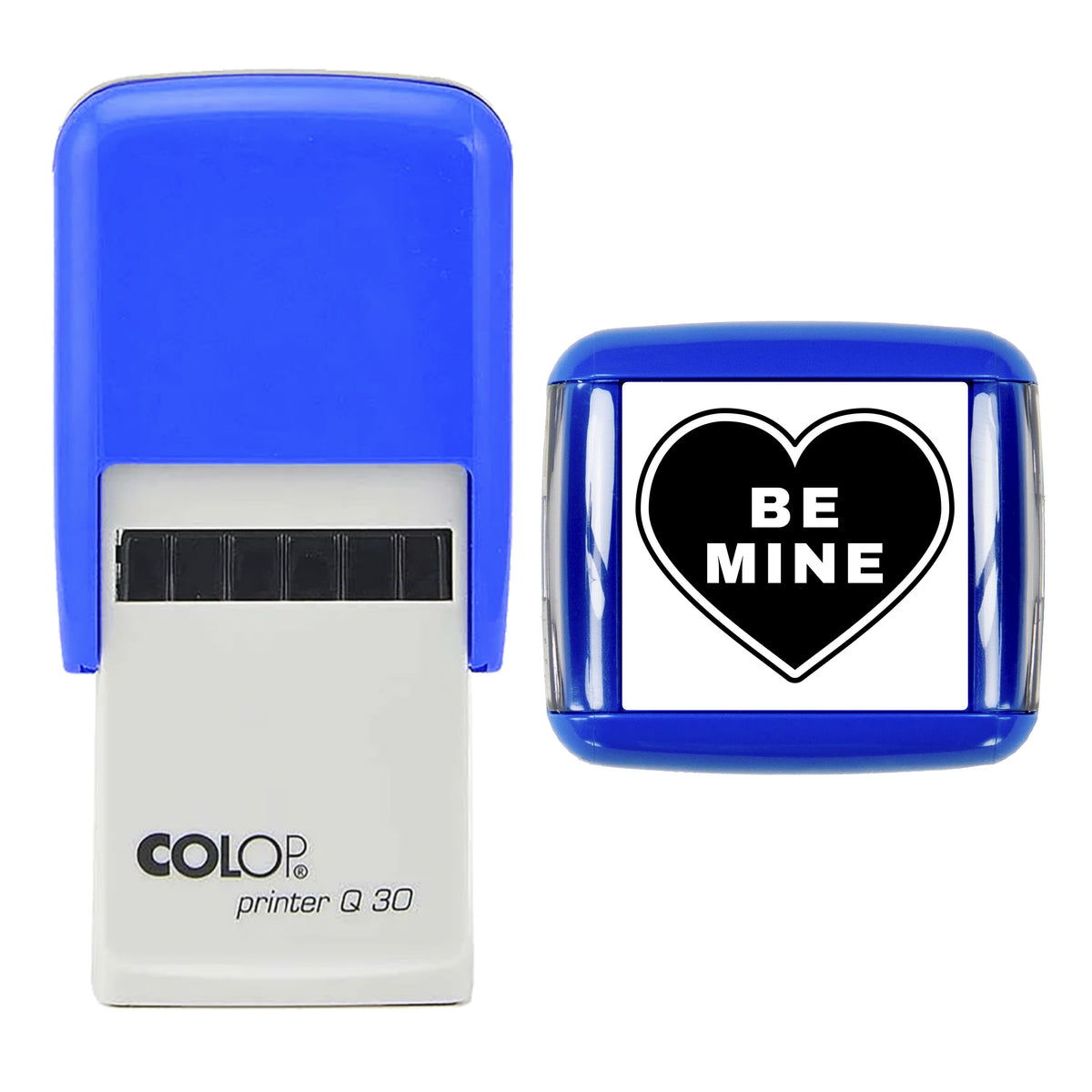 Be Mine Heart Stamp, COLOP Q30, 30 x 30mm, black ink
