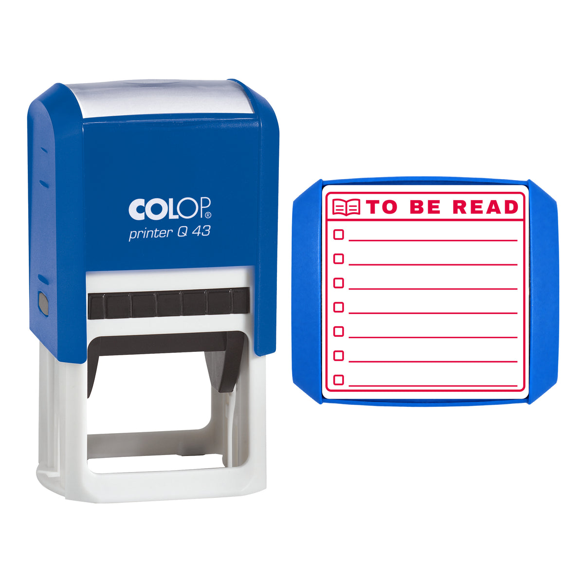 To Be Read Book List Stamp, COLOP Q43, 43 x 43mm, red ink