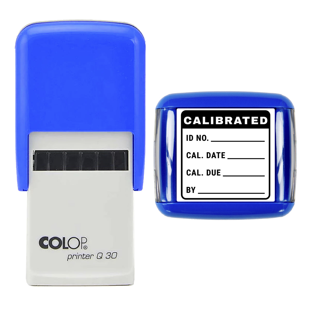 Calibrated Equipment Tag Stamp, COLOP Q30, 30 x 30mm, black ink