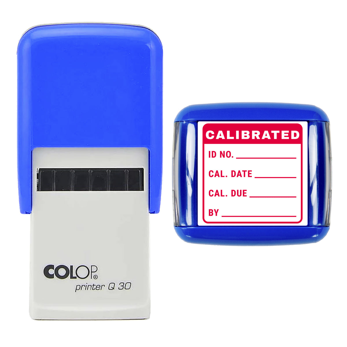 Calibrated Equipment Tag Stamp, COLOP Q30, 30 x 30mm, red ink