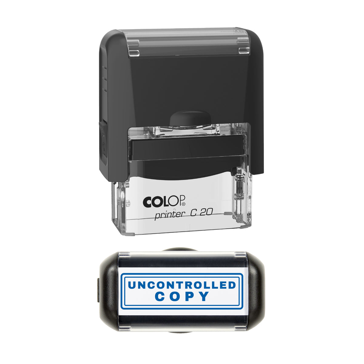Uncontrolled Copy Stamp, COLOP C20, 37 x 12mm, blue ink