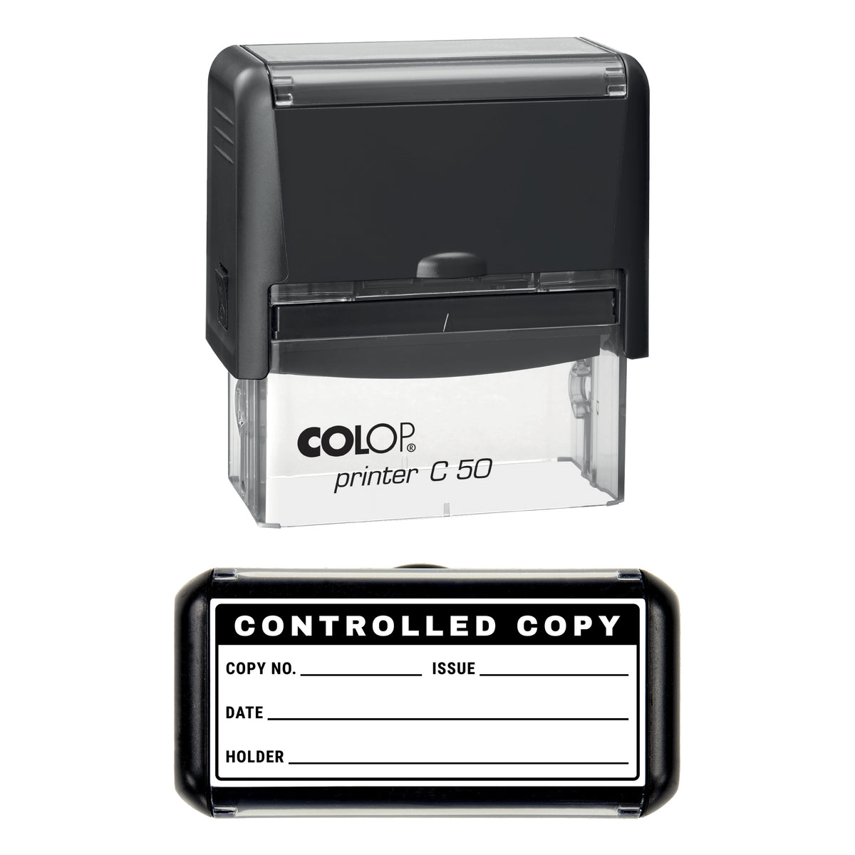 Controlled Copy Document Record Stamp, COLOP C50, 70 x 30mm, black ink
