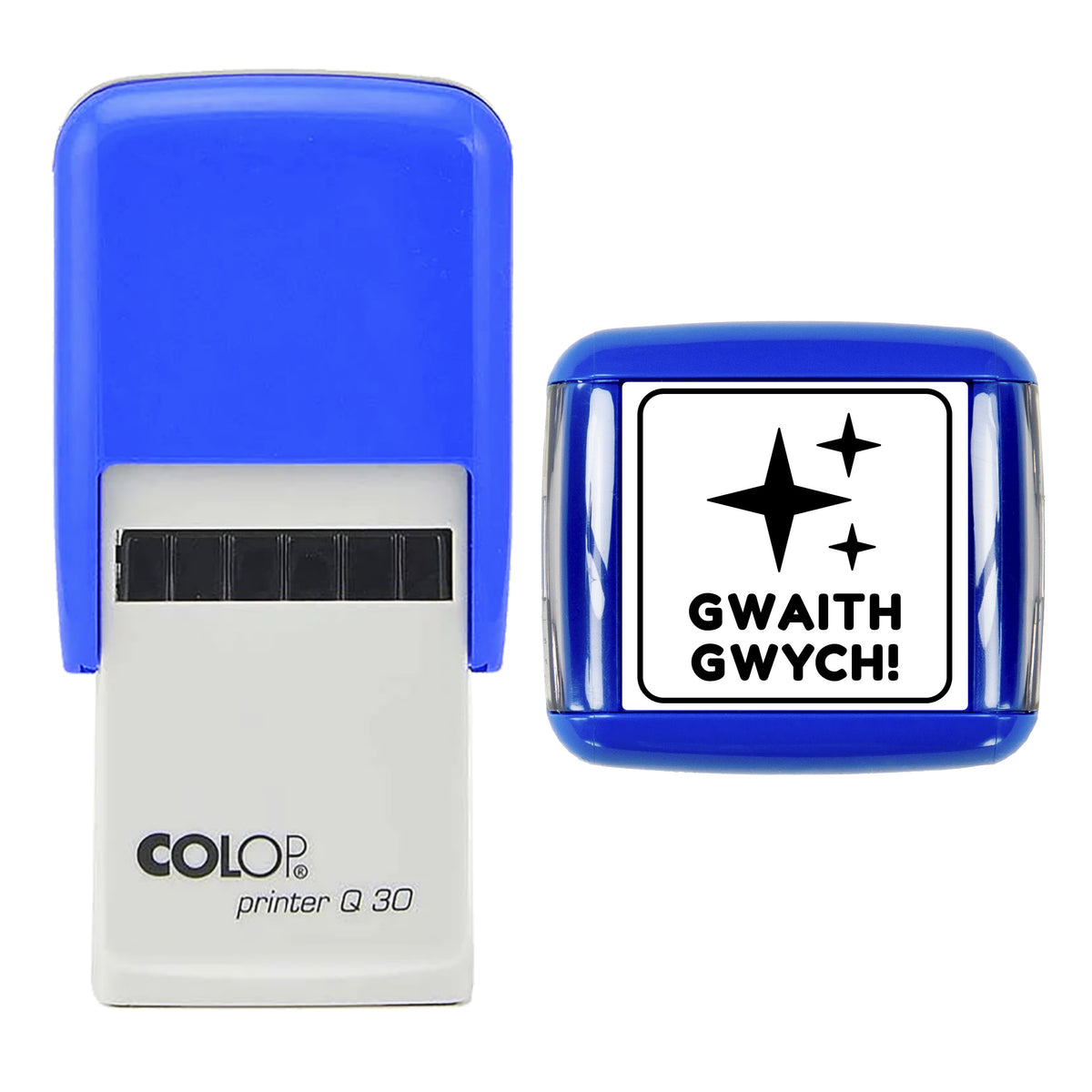 Gwaith Gwych Welsh Teacher Reward Stamp, COLOP Q30, 30 x 30mm, black ink