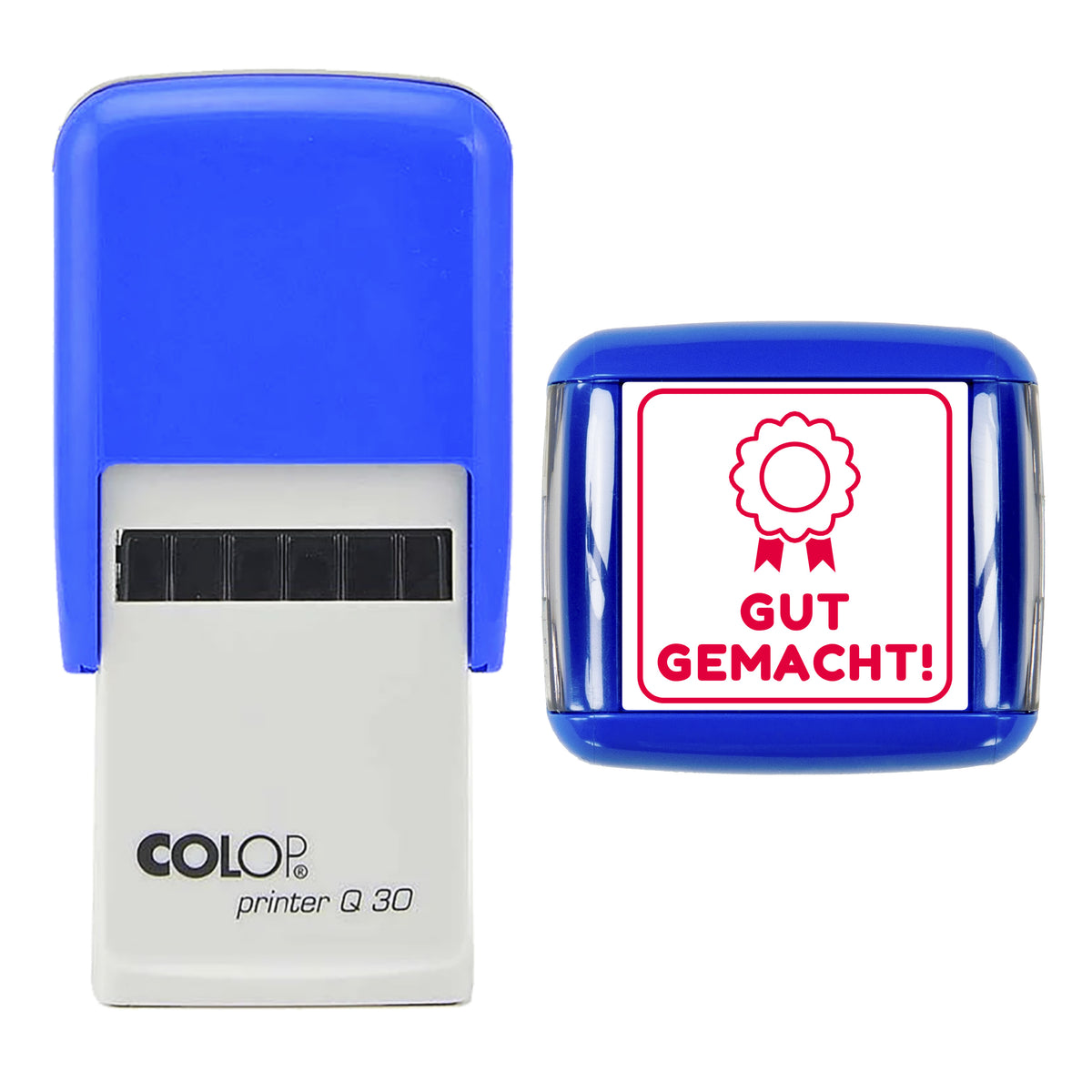Gut Gemacht German Teacher Reward Stamp, COLOP Q30, 30 x 30mm, red ink