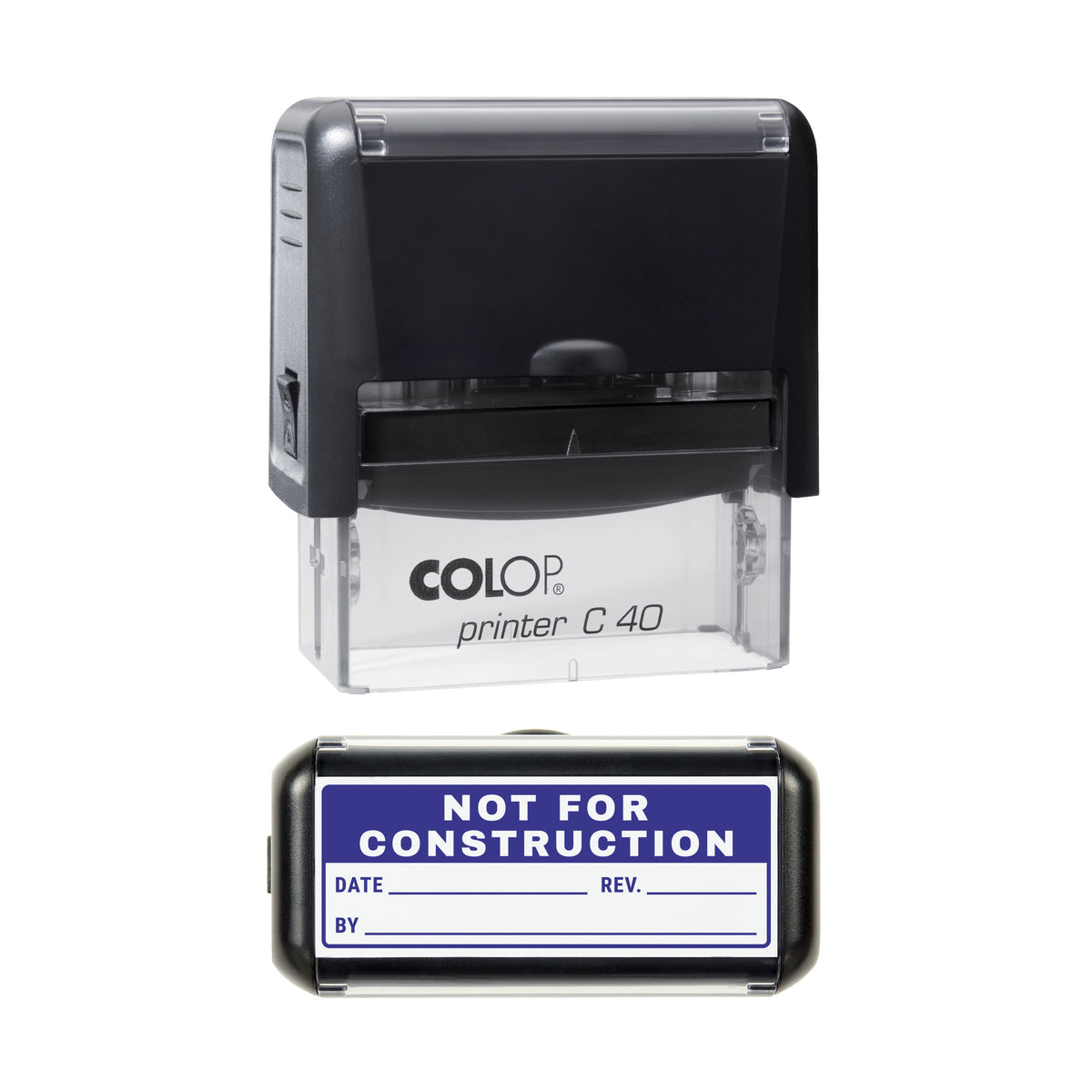 Not for Construction Drawing Stamp, COLOP C40, 58 x 22mm, violet ink