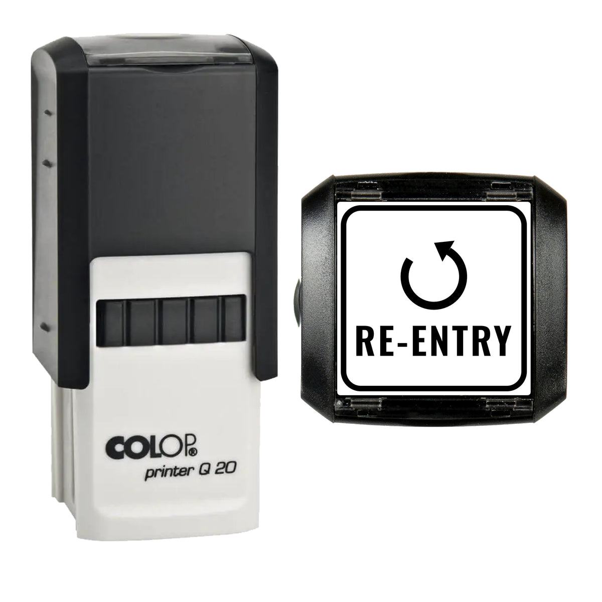 Re-Entry Event Ticket Stamp, COLOP Q20, 20 x 20mm, black ink