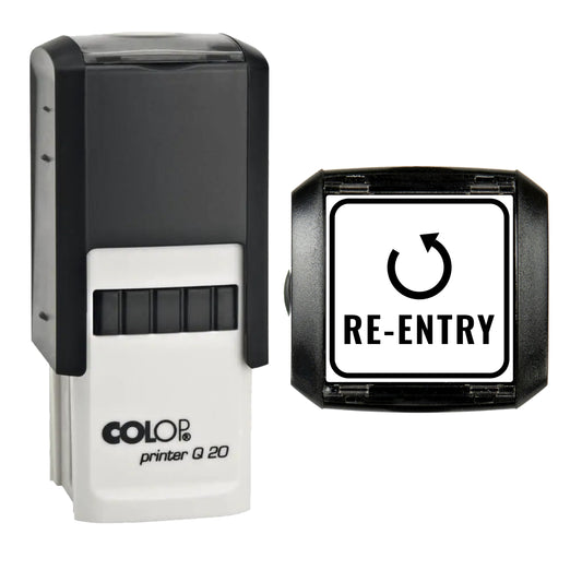 Re-Entry Event Ticket Stamp, COLOP Q20, 20 x 20mm, black ink