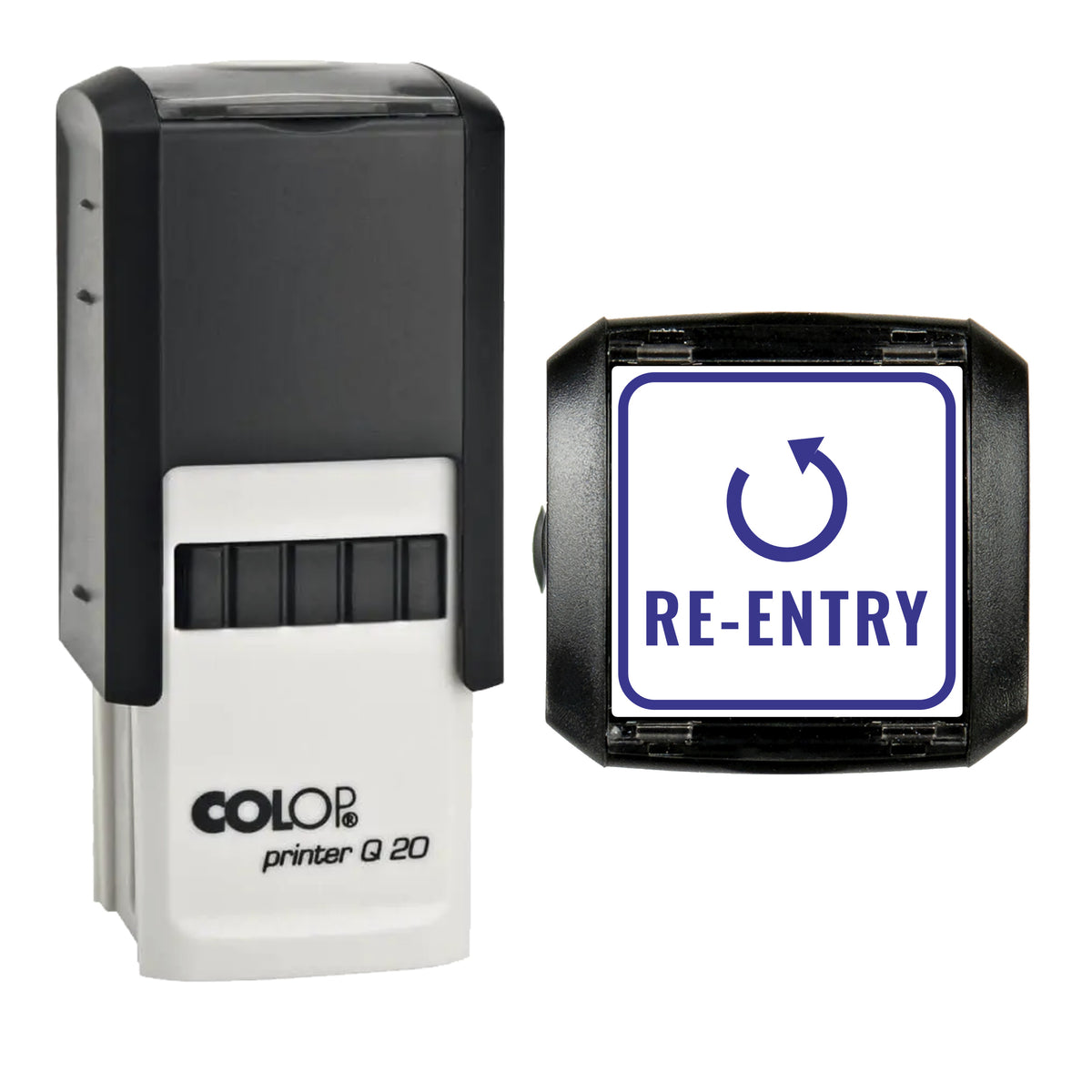 Re-Entry Event Ticket Stamp, COLOP Q20, 20 x 20mm, violet ink
