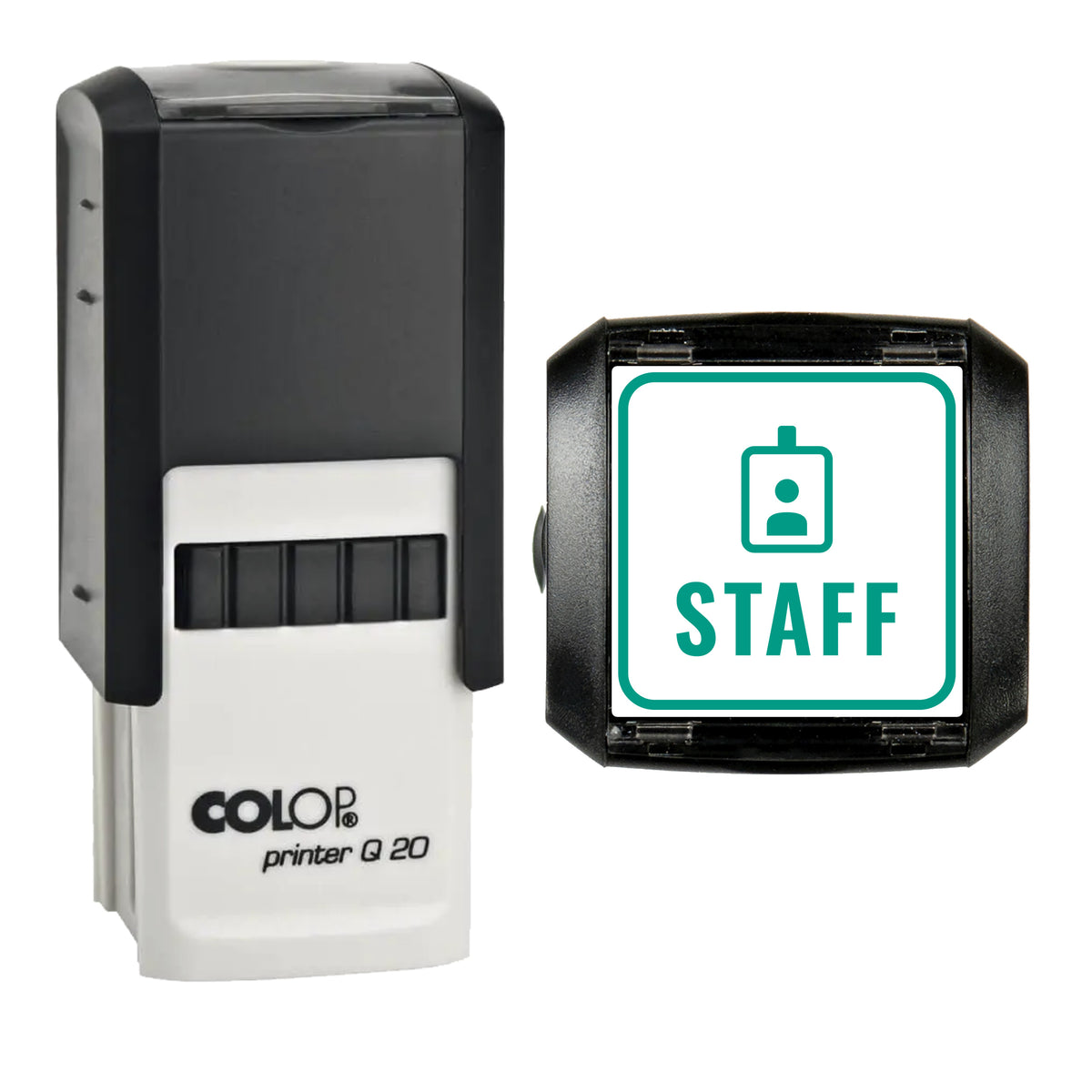 Staff Event Pass Stamp, COLOP Q20, 20 x 20mm, green ink