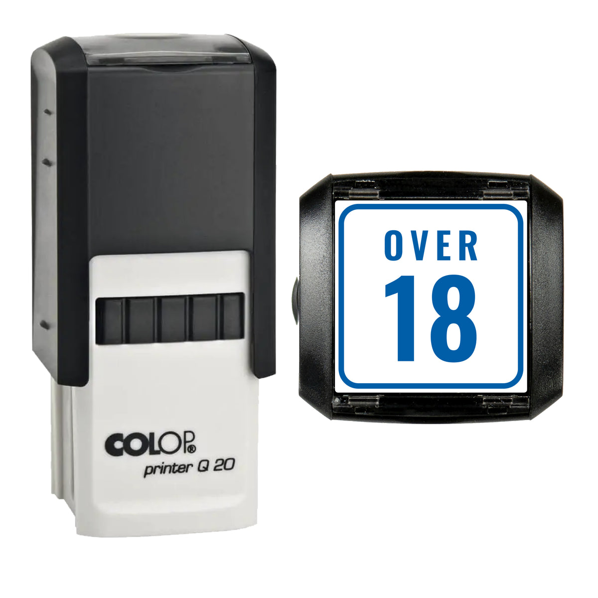 Over 18 Event Ticket Stamp, COLOP Q20, 20 x 20mm, blue ink