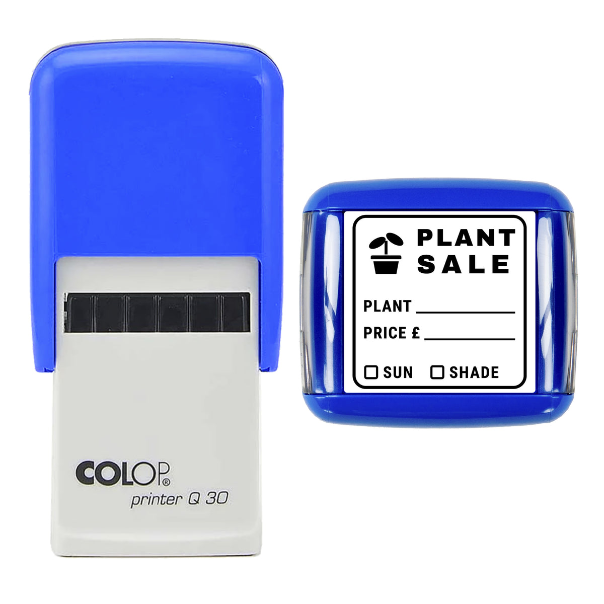 Plant Sale Square Label Stamp, COLOP Q30, 30 x 30mm, black ink