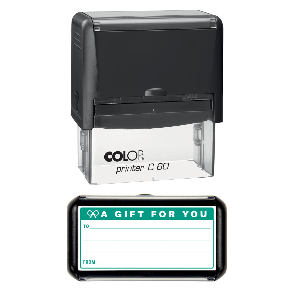 A Gift for You Message Stamp, COLOP C60, 77 x 36mm, green ink