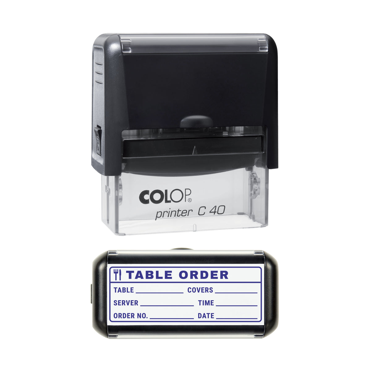 Table Order Ticket Stamp, COLOP C40, 58 x 22mm, violet ink