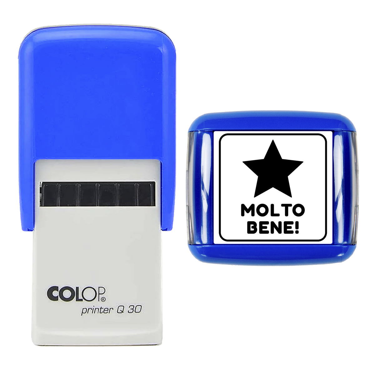 Molto Bene Italian Teacher Stamp, COLOP Q30, 30 x 30mm, black ink