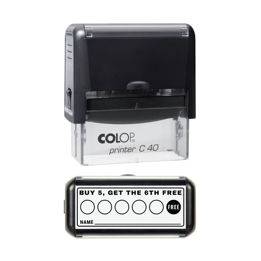 Buy 5 Get the 6th Free Loyalty Card Layout Stamp, COLOP C40, 58 x 22mm, black ink