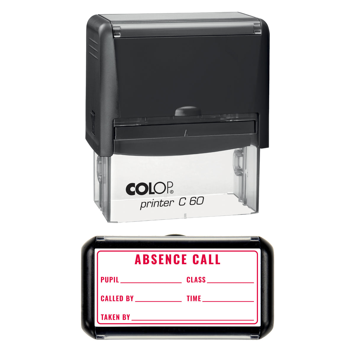 Absence Call Record Stamp, COLOP C60, 77 x 36mm, red ink