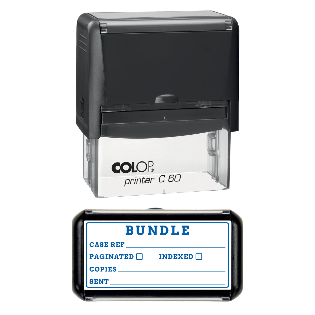 Court Bundle Record Stamp, COLOP C60, 77 x 36mm, blue ink