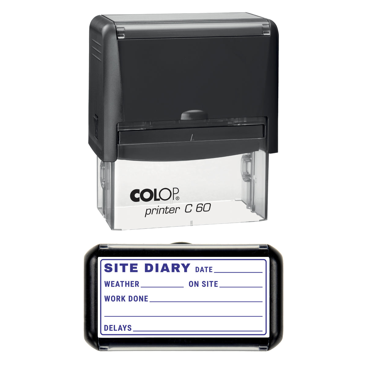 Site Diary Stamp, COLOP C60, 77 x 36mm, violet ink