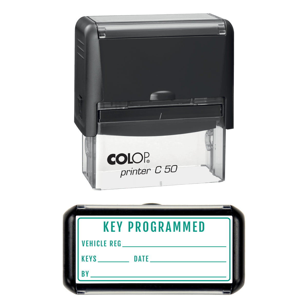 Key Programmed Stamp, COLOP C50, 70 x 30mm, green ink