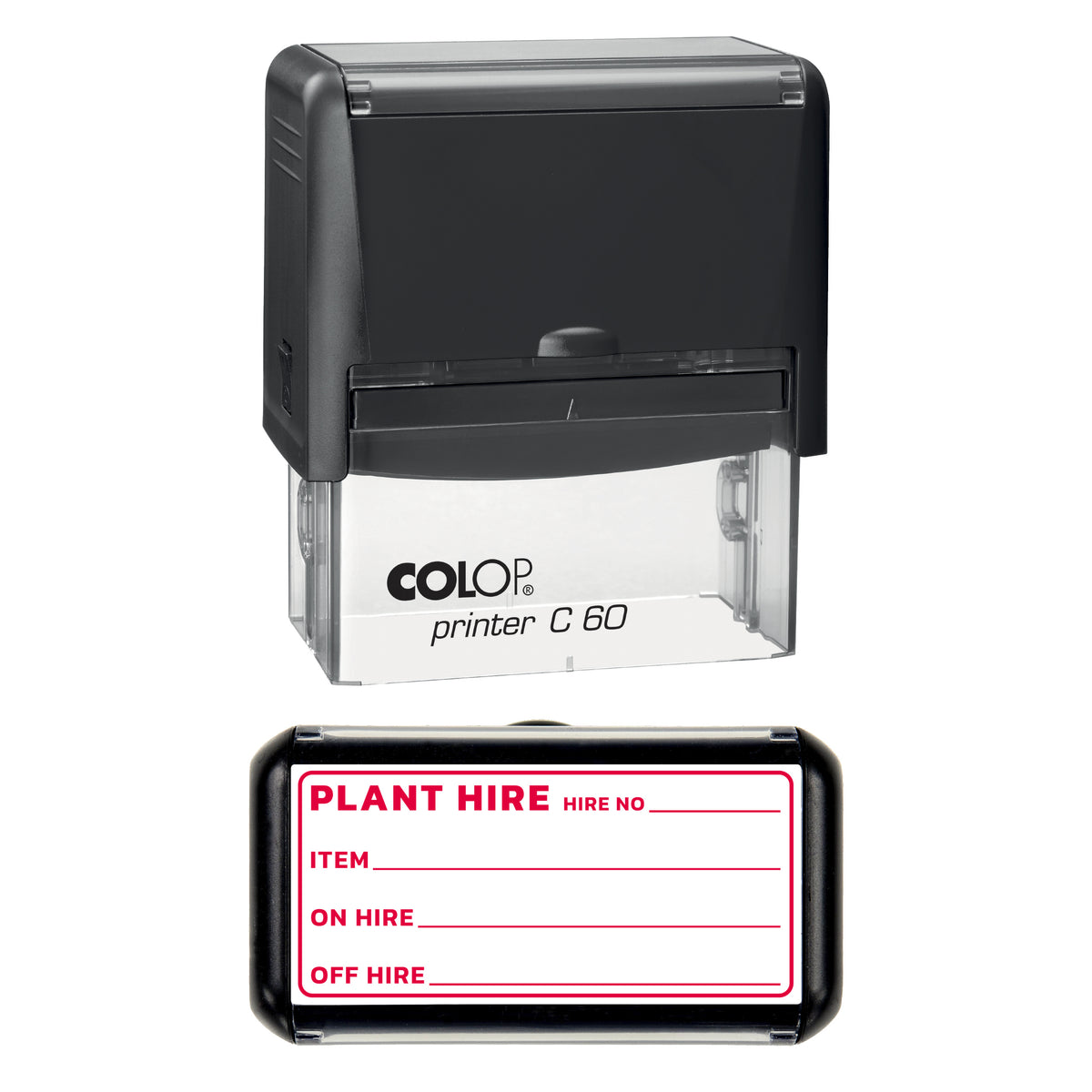Plant Hire Stamp, COLOP C60, 77 x 36mm, red ink