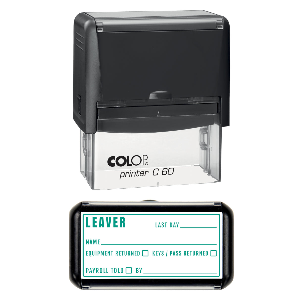 Leaver Checklist Stamp, COLOP C60, 77 x 36mm, green ink