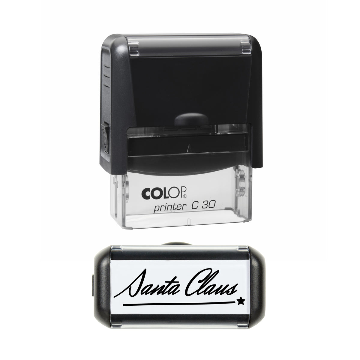 Santa Claus Christmas Signature Stamp, COLOP C30, 45 x 18mm, black ink