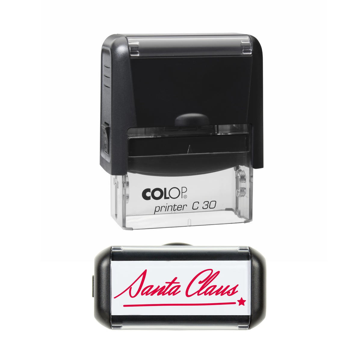 Santa Claus Christmas Signature Stamp, COLOP C30, 45 x 18mm, red ink