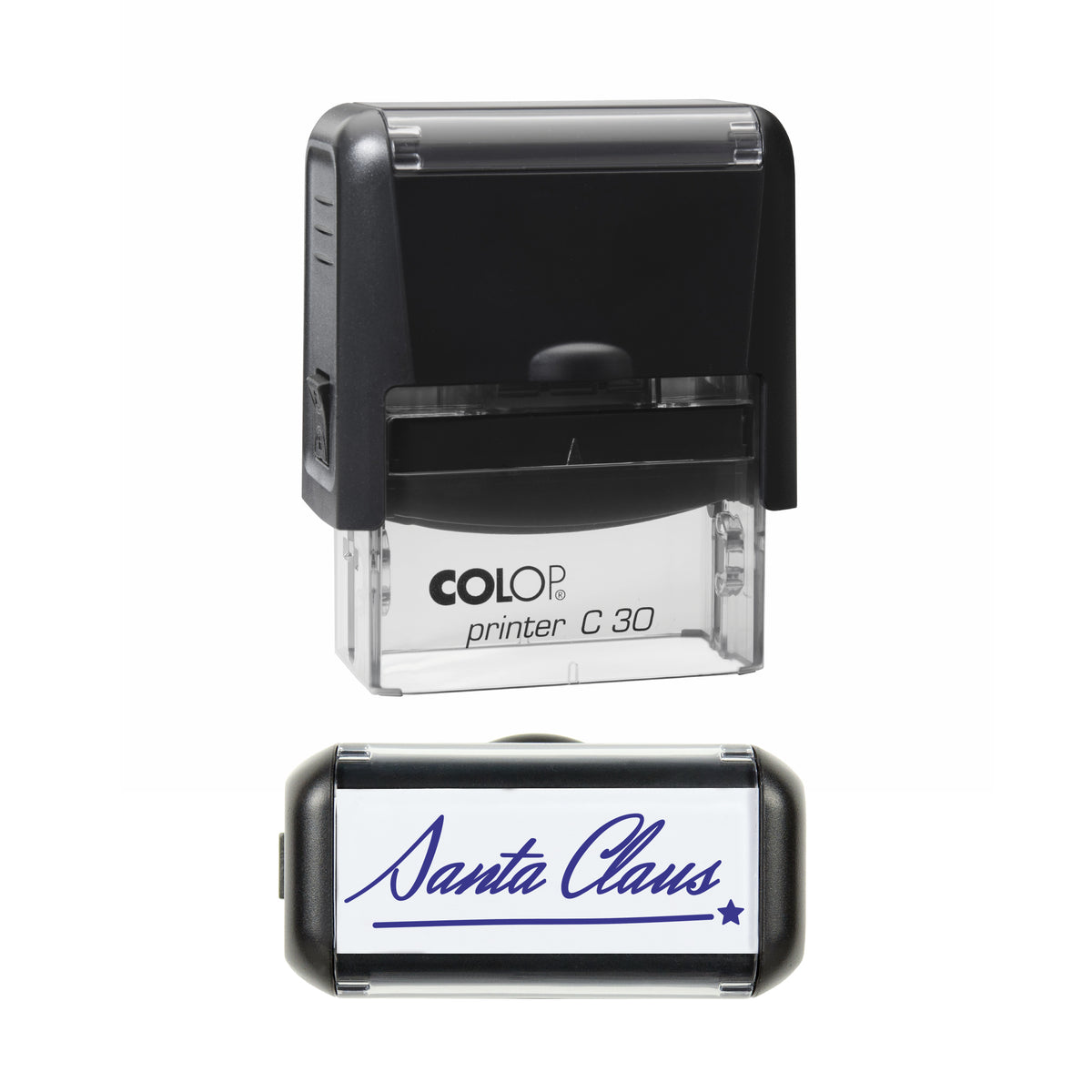 Santa Claus Christmas Signature Stamp, COLOP C30, 45 x 18mm, violet ink