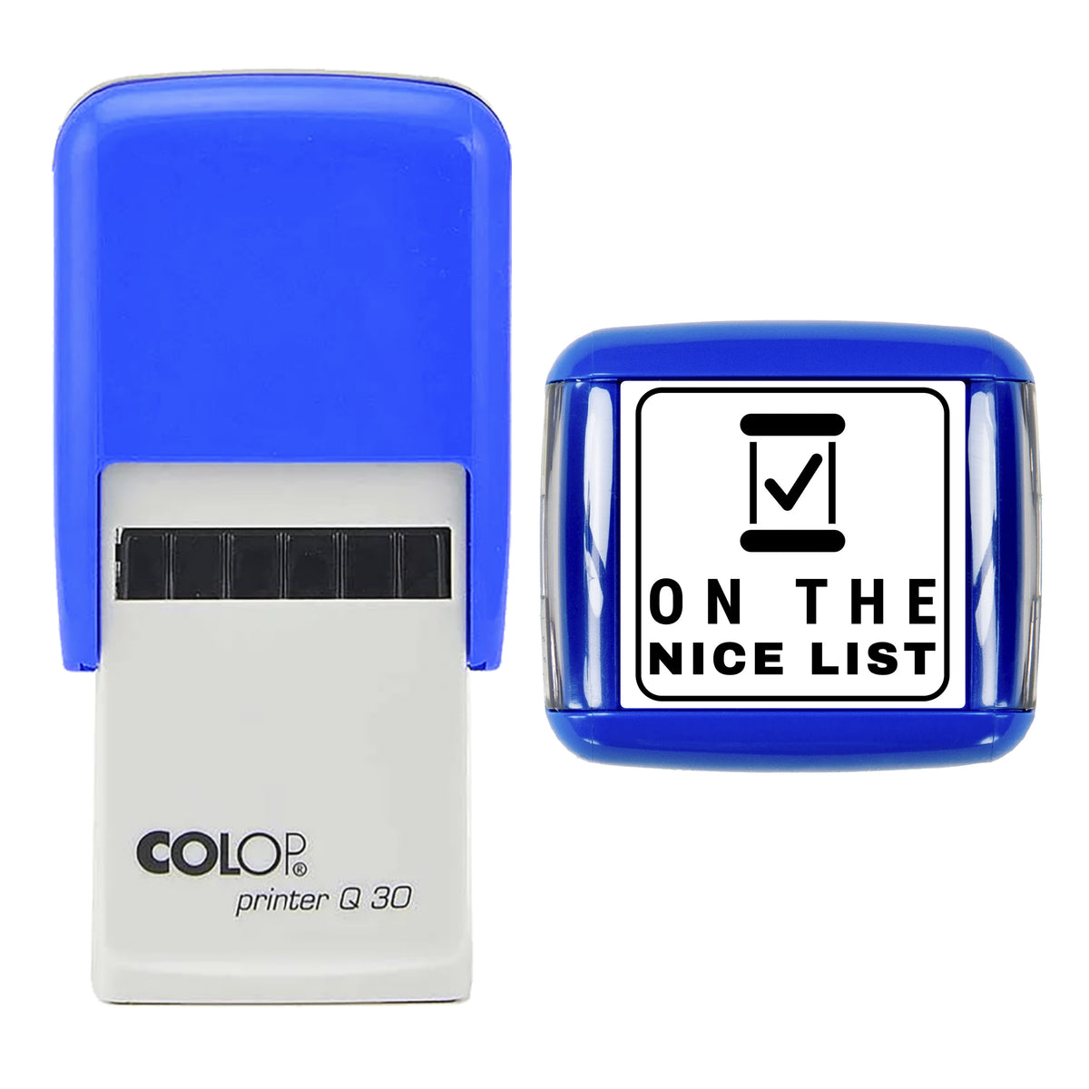 On the Nice List Christmas Stamp, COLOP Q30, 30 x 30mm, black ink