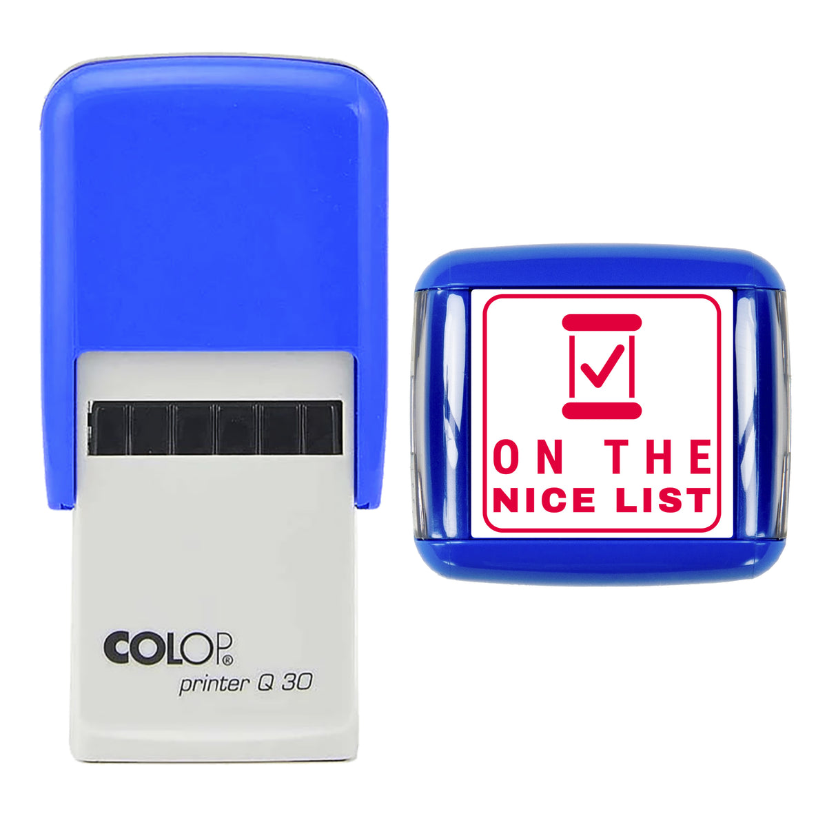 On the Nice List Christmas Stamp, COLOP Q30, 30 x 30mm, red ink
