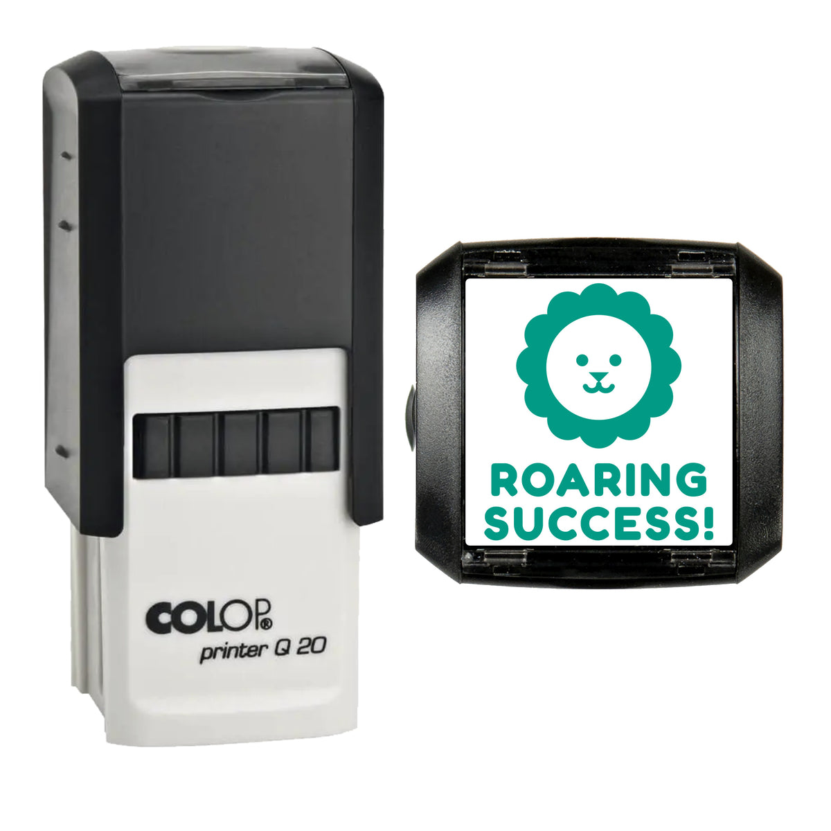 Roaring Success Lion Reward Stamp, COLOP Q20, 20 x 20mm, green ink