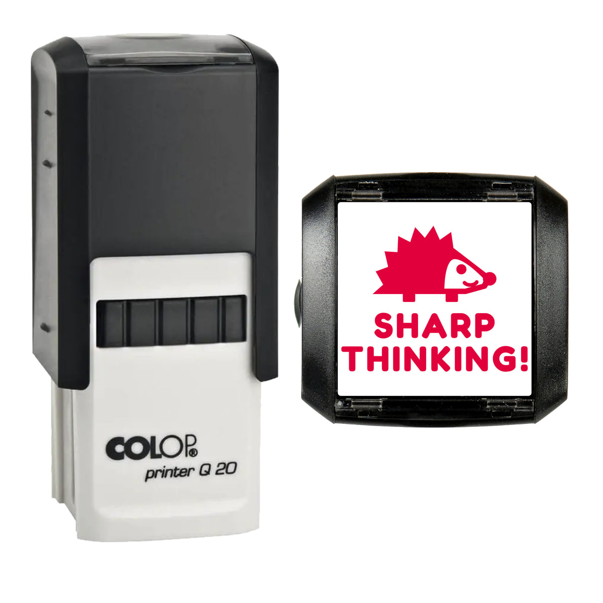 Sharp Thinking Hedgehog Reward Stamp, COLOP Q20, 20 x 20mm, red ink