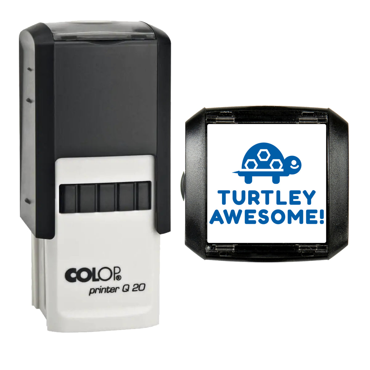 Turtley Awesome Turtle Reward Stamp, COLOP Q20, 20 x 20mm, blue ink