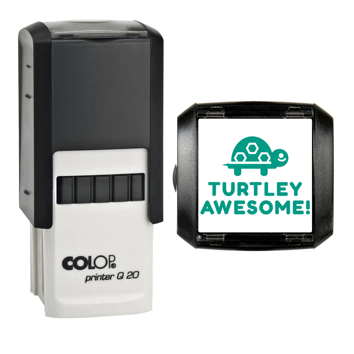Turtley Awesome Turtle Reward Stamp, COLOP Q20, 20 x 20mm, green ink