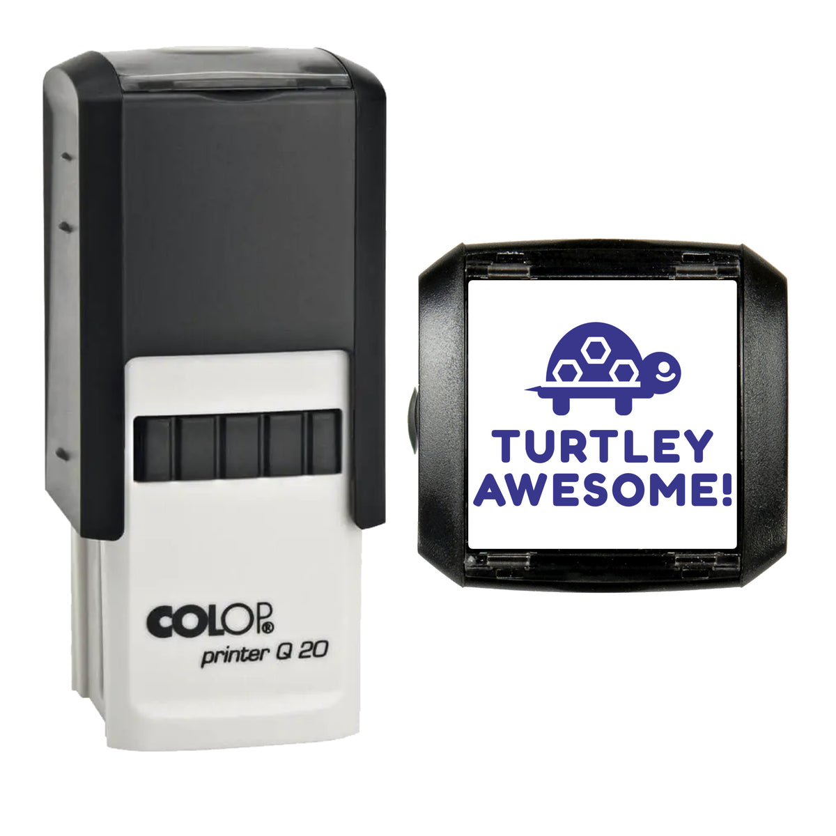 Turtley Awesome Turtle Reward Stamp, COLOP Q20, 20 x 20mm, violet ink
