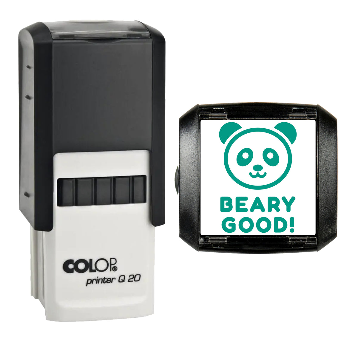 Beary Good Panda Reward Stamp, COLOP Q20, 20 x 20mm, green ink
