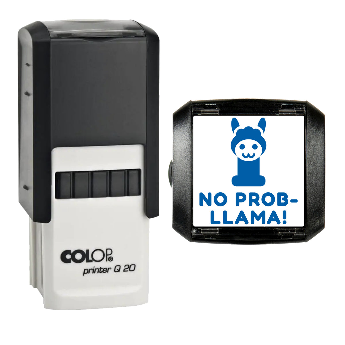 No Prob-Llama Reward Stamp, COLOP Q20, 20 x 20mm, blue ink