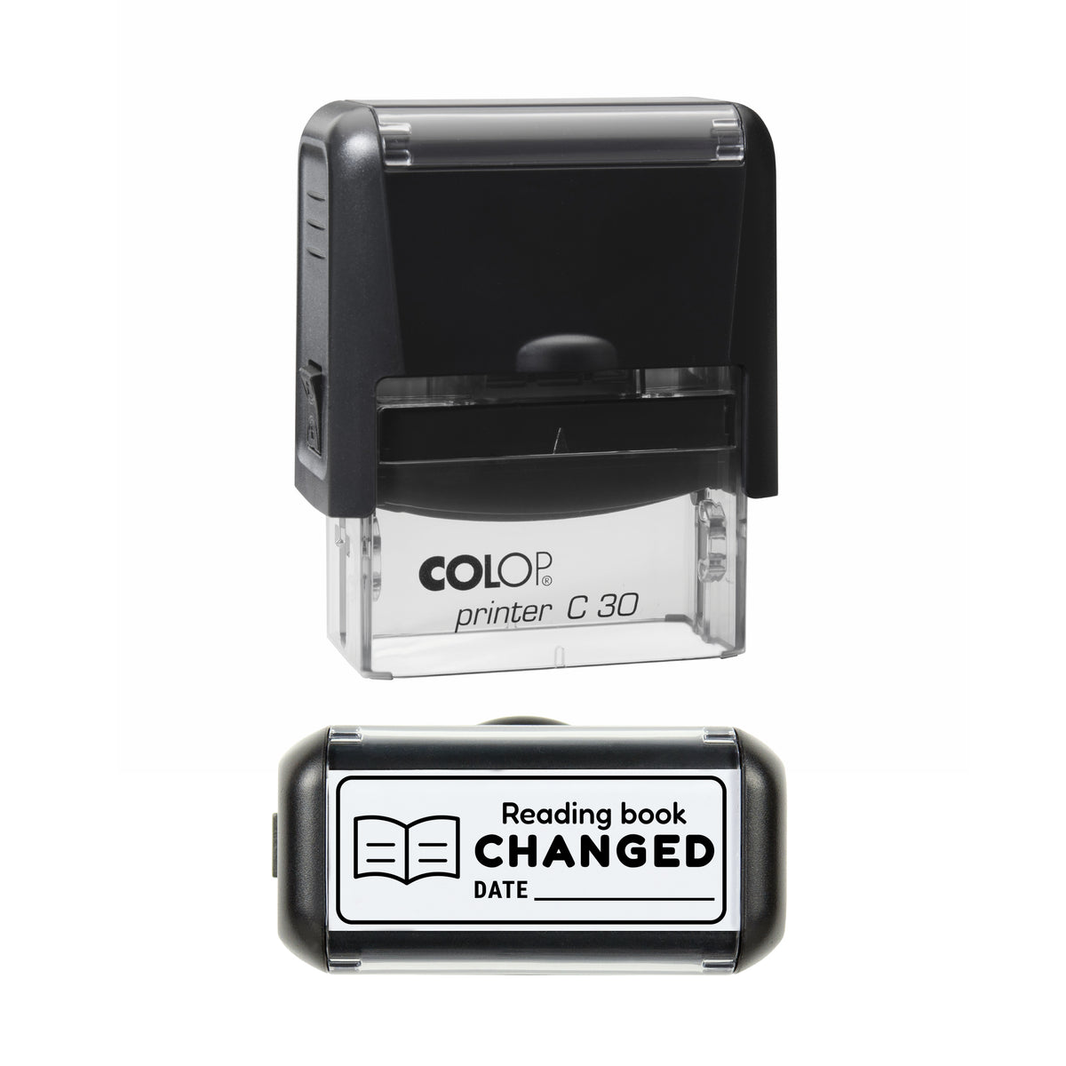 Reading Book Changed Stamp, COLOP C30, 45 x 18mm, black ink