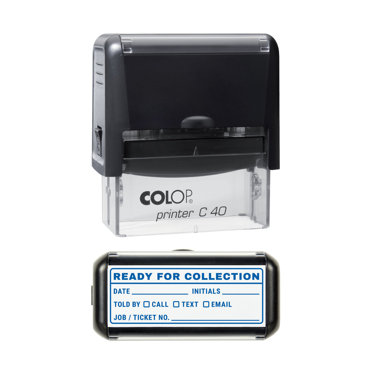 Ready for Collection Record Stamp, COLOP C40, 58 x 22mm, blue ink