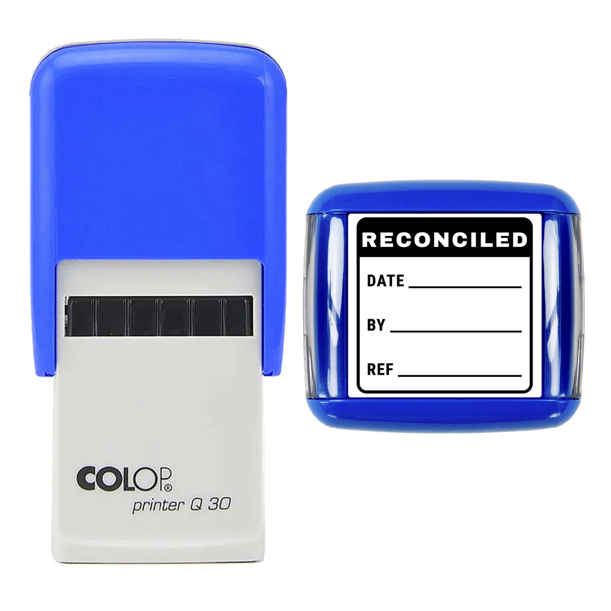 Reconciled Record Stamp, COLOP Q30, 30 x 30mm, black ink