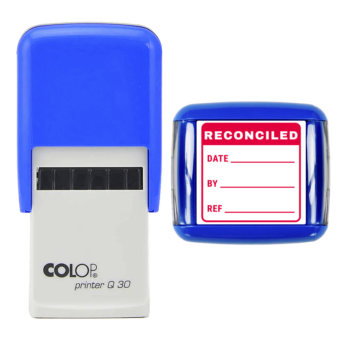 Reconciled Record Stamp, COLOP Q30, 30 x 30mm, red ink