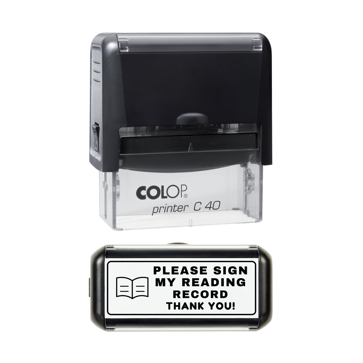 Please Sign My Reading Record Stamp, COLOP C40, 58 x 22mm, black ink