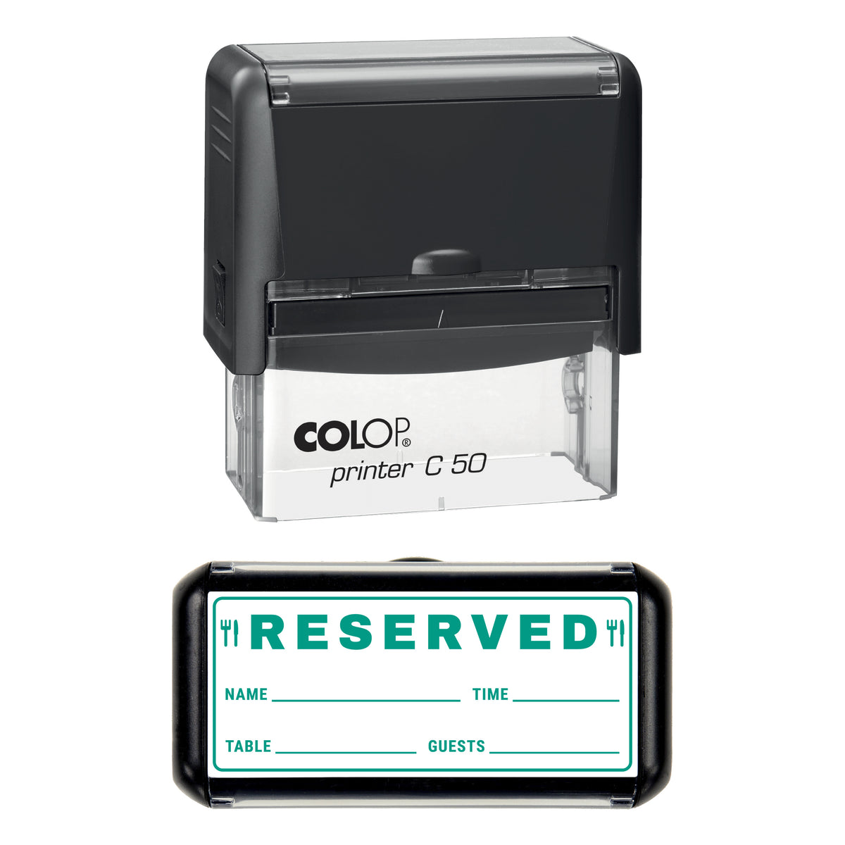 Reserved Table Record Stamp, COLOP C50, 70 x 30mm, green ink