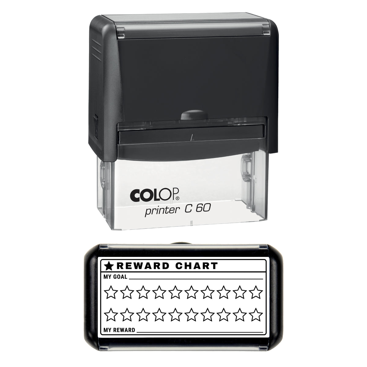 Twenty Star Reward Chart Stamp, COLOP C60, 77 x 36mm, black ink