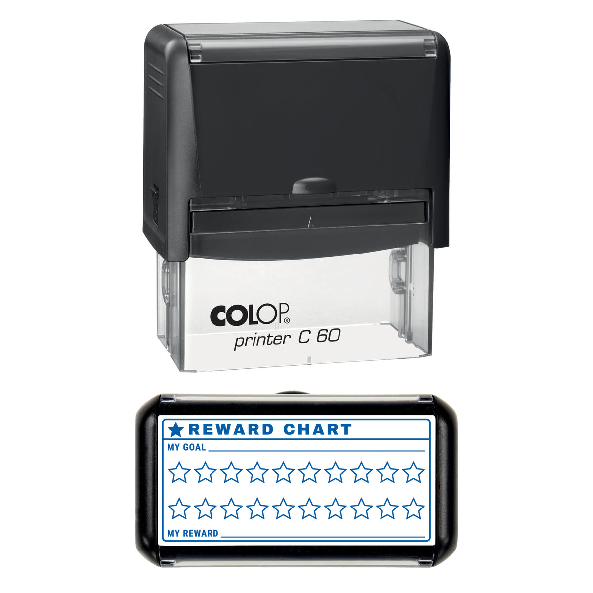 Twenty Star Reward Chart Stamp, COLOP C60, 77 x 36mm, blue ink