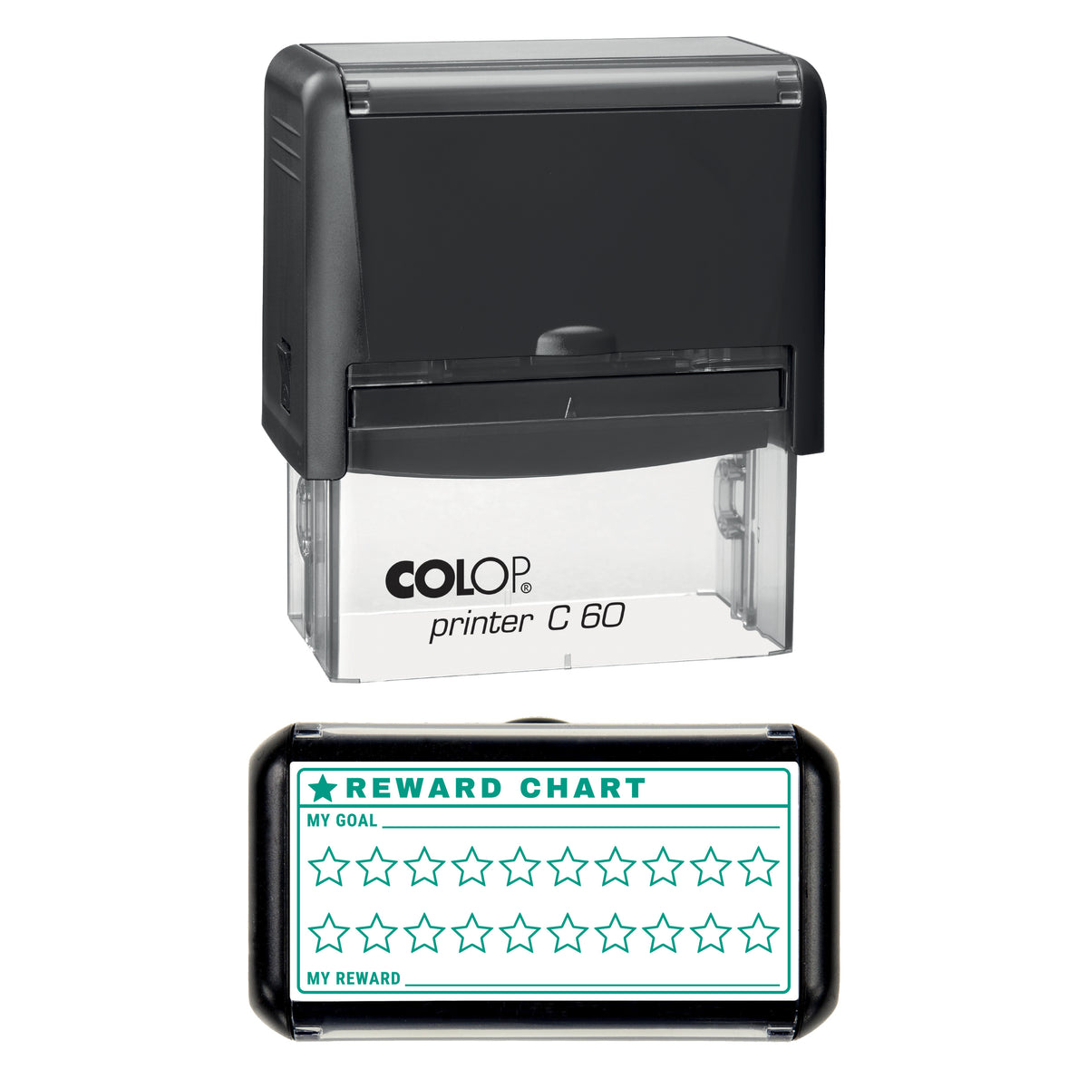 Twenty Star Reward Chart Stamp, COLOP C60, 77 x 36mm, green ink