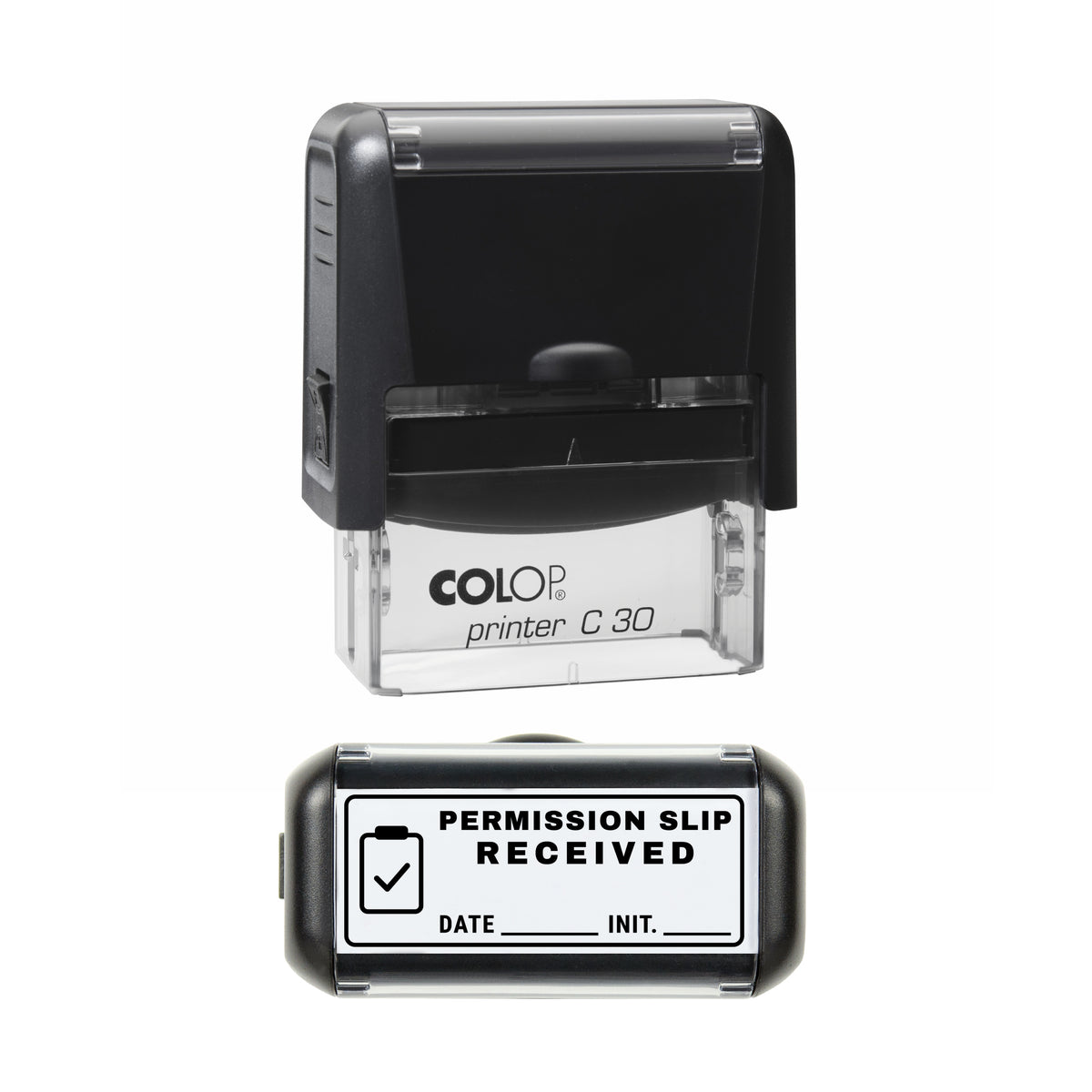 Permission Slip Received Stamp, COLOP C30, 45 x 18mm, black ink