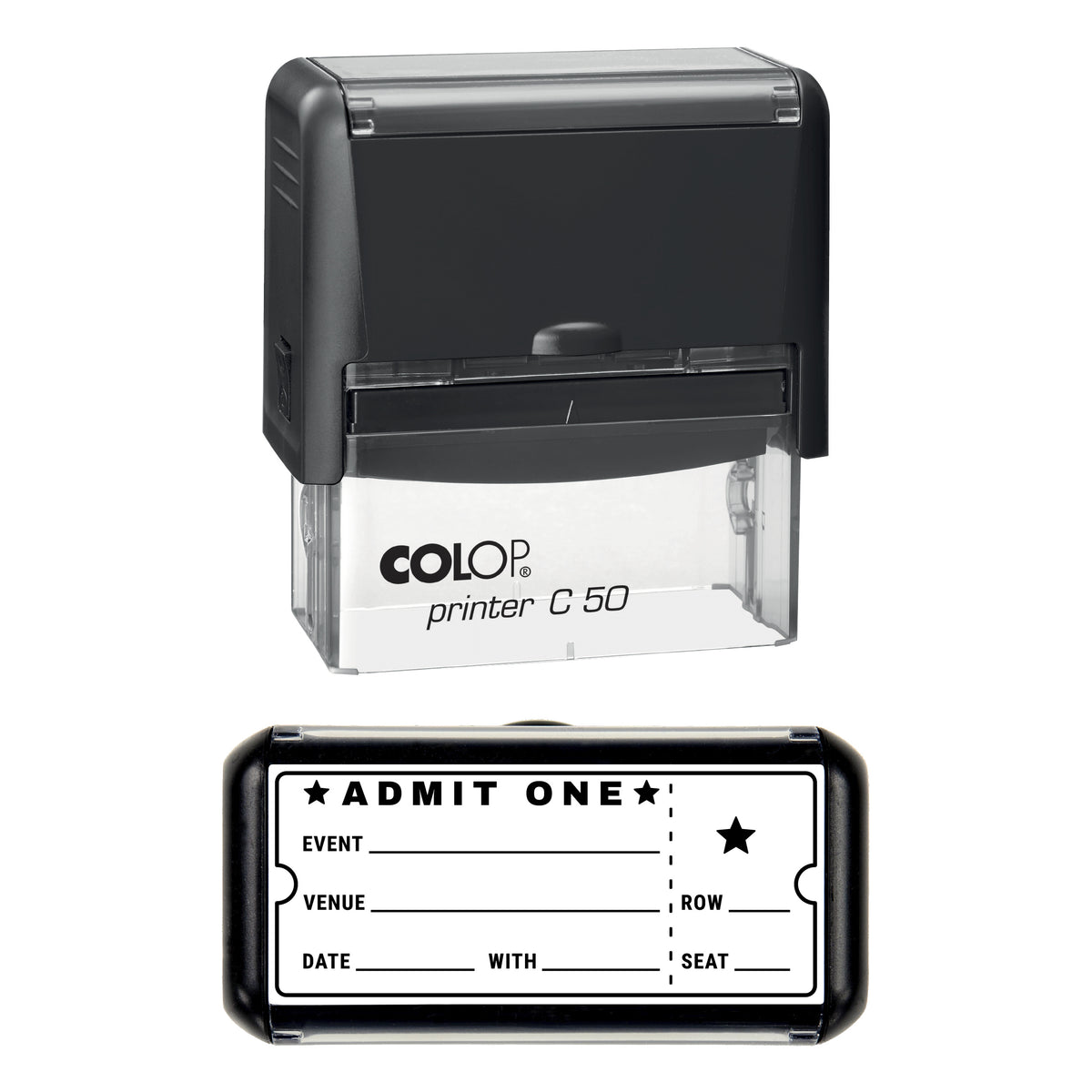 Ticket Stub Memories Journal Stamp, COLOP C50, 70 x 30mm, black ink