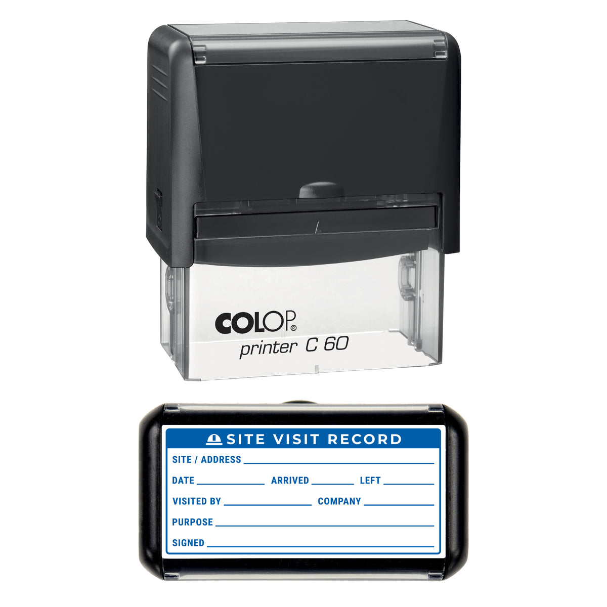 Site Visit Record Stamp, COLOP C60, 77 x 36mm, blue ink